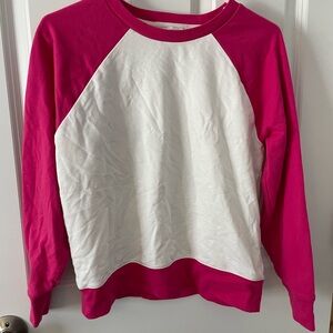 J. Crew Pink and White Raglan Sweatshirt